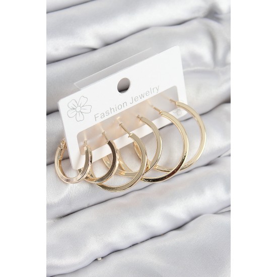 Pirinç Halka Model Gold Renk Kadın Set Küpe - TJ-BKP11039