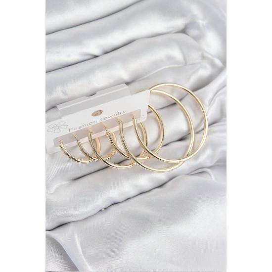 Pirinç Halka Model Gold Renk Kadın Set Küpe - TJ-BKP11041