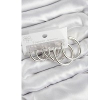 Pirinç Halka Model Gümüş Renk Kadın Set Küpe - TJ-BKP11042
