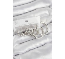 Pirinç Halka Model Gümüş Renk Kadın Set Küpe - TJ-BKP11042