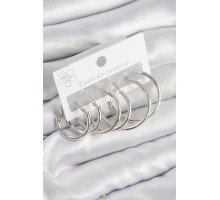 Pirinç Halka Model Gümüş Renk Kadın Set Küpe - TJ-BKP11044