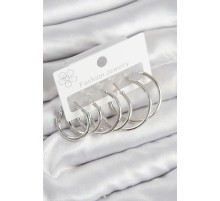 Pirinç Halka Model Gümüş Renk Kadın Set Küpe - TJ-BKP11044