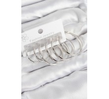 Pirinç Halka Model Gümüş Renk Kadın Set Küpe - TJ-BKP11046