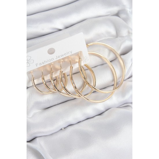 Pirinç Halka Model Gold Renk Kadın Set Küpe - TJ-BKP11047