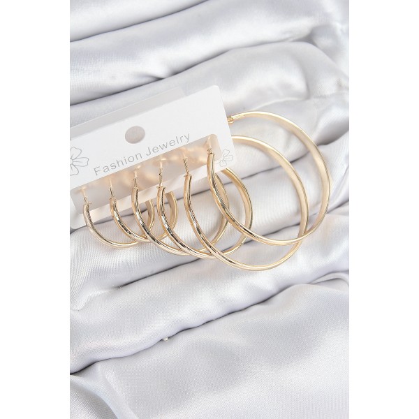 Pirinç Halka Model Gold Renk Kadın Set Küpe - TJ-BKP11047