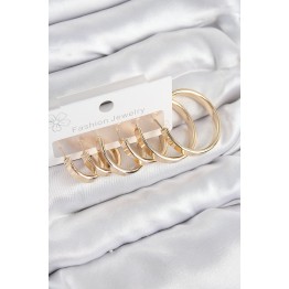 Pirinç Halka Model Gold Renk Kadın Set Küpe TJ-BKP11049