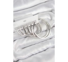 Pirinç Halka Model Gümüş Renk Kadın Set Küpe - TJ-BKP11050