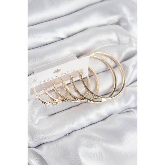 Pirinç Halka Model Gold Renk Kadın Set Küpe - TJ-BKP11051