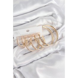 Pirinç Halka Model Gold Renk Kadın Set Küpe TJ-BKP11055