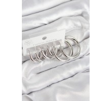 Pirinç Halka Model Gümüş Renk Kadın Set Küpe - TJ-BKP11056