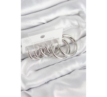 Pirinç Halka Model Gümüş Renk Kadın Set Küpe - TJ-BKP11056