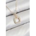 Pirinç Zirkon Taşlı Kare Model Gold Renk Kadın Kolye - TJ-BKO10408