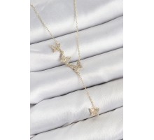 Pirinç Zirkon Taşlı Kelebek Model Gold Renk Kadın Kolye - TJ-BKO10414