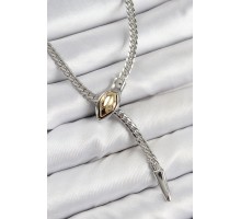 Pirinç Asansörlü Yılan Model Gümüş Renk Kadın Kolye - TJ-BKO10432