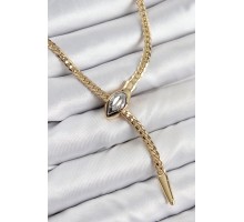 Pirinç Asansörlü Yılan Model Gold Renk Kadın Kolye - TJ-BKO10433