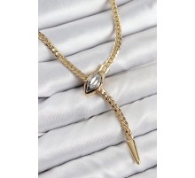 Pirinç Asansörlü Yılan Model Gold Renk Kadın Kolye - TJ-BKO10433