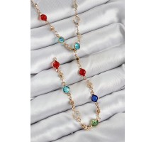 Pirinç Renkli Zirkon Taşlı Model Gold Renk Kadın Y Kolye - TJ-BKO10434