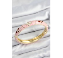 Mineli Pirinç Pembe Çiçek Motifli Gold Kadın Kelepçe - TJ-BB7632