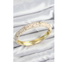Mineli Pirinç Krem Çiçek Motifli Gold Kadın Kelepçe - TJ-BB7633