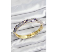Mineli Pirinç Mor Çiçek Motifli Gold Kadın Kelepçe - TJ-BB7635