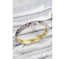 Mineli Pirinç Mor Çiçek Motifli Gold Kadın Kelepçe - TJ-BB7635