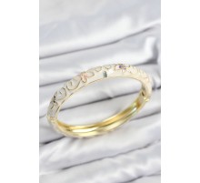 Mineli Pirinç Krem Çiçek Motifli Gold Kadın Kelepçe - TJ-BB7636
