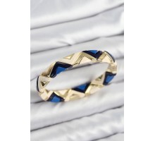 Pirinç Zikzak Desenli Lacivert Krem Siyah Gold Renk Lastikli Kadın Bileklik - TJ-BB7646