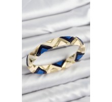 Pirinç Zikzak Desenli Lacivert Krem Siyah Gold Renk Lastikli Kadın Bileklik - TJ-BB7646