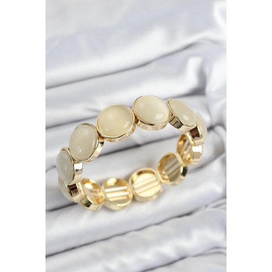 Pirinç Vintage Model Gold Renk Lastikli Kadın Bileklik - TJ-BB7648