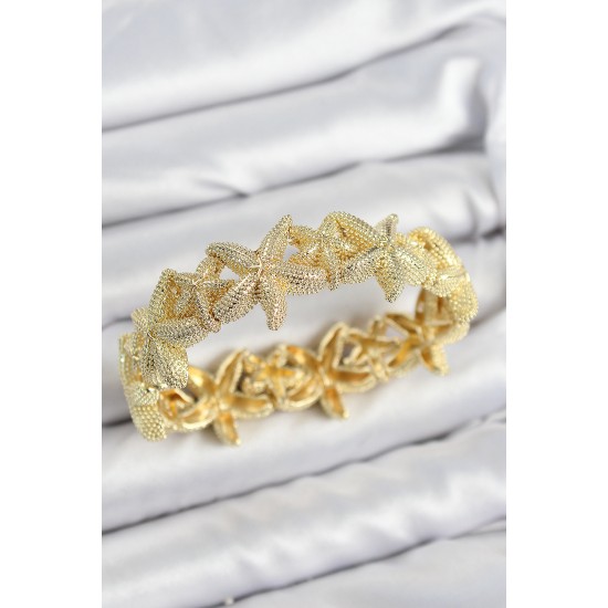 Pirinç Deniz Yıldızı Model Gold Renk Lastikli Kadın Bileklik - TJ-BB7650