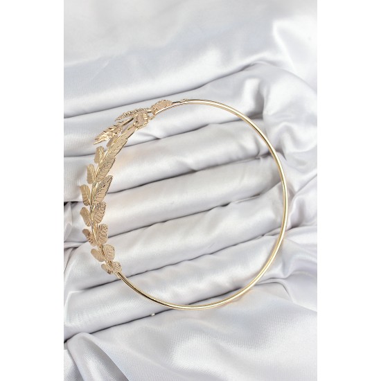 Pirinç Yaprak Model Gold Renk Pazu Bileklik - TJ-BB7651