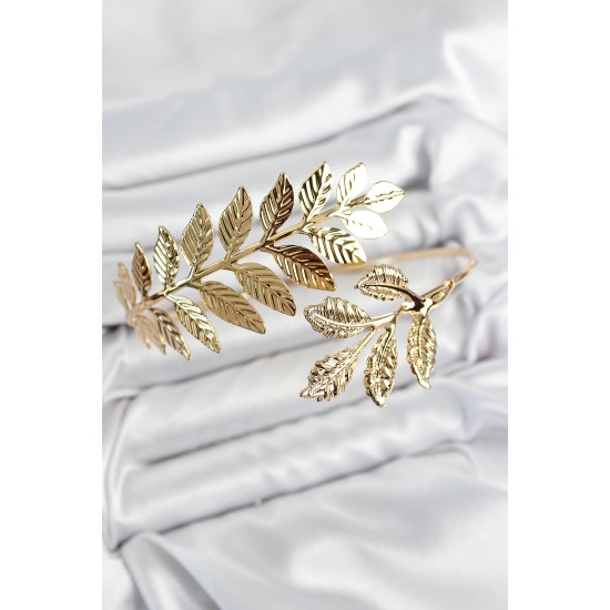 Pirinç Yaprak Model Gold Renk Pazu Bileklik - TJ-BB7651