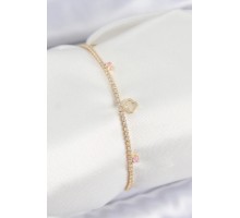 Pirinç Zirkon Taşlı Yonca Model Gold Renk Kadın Bilekilk - TJ-BB7656