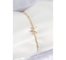 Pirinç Zirkon Taşlı Deniz Yıldızı Model Gold Renk Kadın Bilekilk - TJ-BB7657