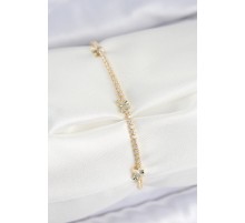 Pirinç Zirkon Taşlı Kelebek Model Gold Renk Kadın Bilekilk - TJ-BB7658