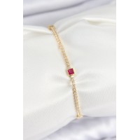 Pirinç Zirkon Taşlı Kare Model Gold Renk Kadın Bilekilk TJ-BB7660