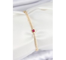 Pirinç Zirkon Taşlı Kare Model Gold Renk Kadın Bilekilk - TJ-BB7660