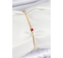Pirinç Zirkon Taşlı Kare Model Gold Renk Kadın Bilekilk TJ-BB7660