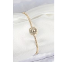 Pirinç Zirkon Taşlı Kare Model Gold Renk Kadın Bilekilk - TJ-BB7661