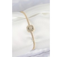 Pirinç Zirkon Taşlı Kare Model Gold Renk Kadın Bilekilk - TJ-BB7661