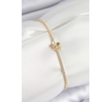 Pirinç Zirkon Taşlı Papatya Model Gold Renk Kadın Bilekilk - TJ-BB7663