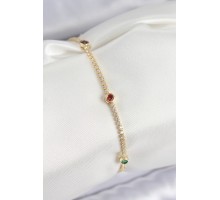 Pirinç Zirkon Taşlı Asorti Model Gold Renk Kadın Bilekilk - TJ-BB7664