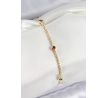 Pirinç Zirkon Taşlı Asorti Model Gold Renk Kadın Bilekilk - TJ-BB7664