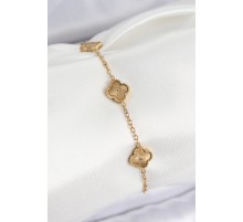 316L Çelik Gold Renk Yonca Kadın Bileklik - TJ-BB7675