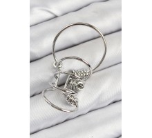 Pirinç Halkalı Model Gümüş Renk Kıkırdak Küpe - TJ-BKP11059