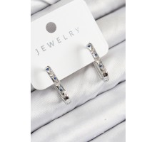 Pirinç Zirkon Taşlı Çiçek Desenli Model Gümüş Renk Kadın Küpe - TJ-BKP11061