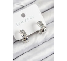 Pirinç Zirkon Taşlı Ay Desenli Model Gümüş Renk Kadın Küpe - TJ-BKP11063