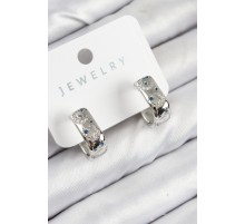 Pirinç Zirkon Taşlı Ay Desenli Model Gümüş Renk Kadın Küpe - TJ-BKP11063