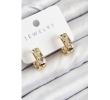 Pirinç Zirkon Taşlı Ay Desenli Model Gold Renk Kadın Küpe - TJ-BKP11064