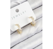 Pirinç Zirkon Taşlı Yıldız Model Gold Renk Kadın Küpe - TJ-BKP11066